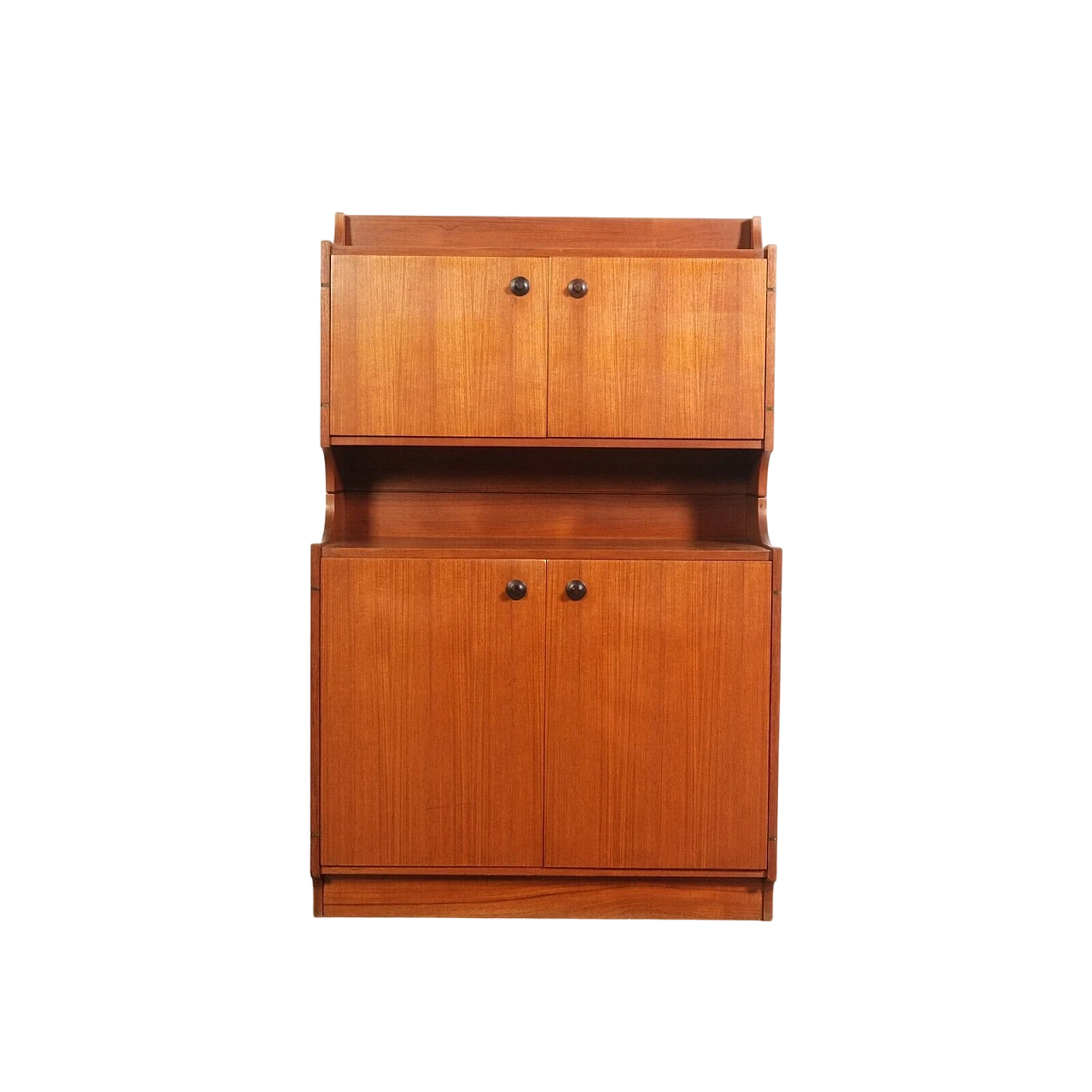 Wood and brass sideboard with four doors and shelf, 1960s 25