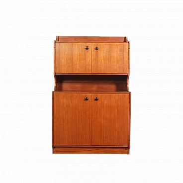 Wood and brass sideboard with four doors and shelf, 1960s