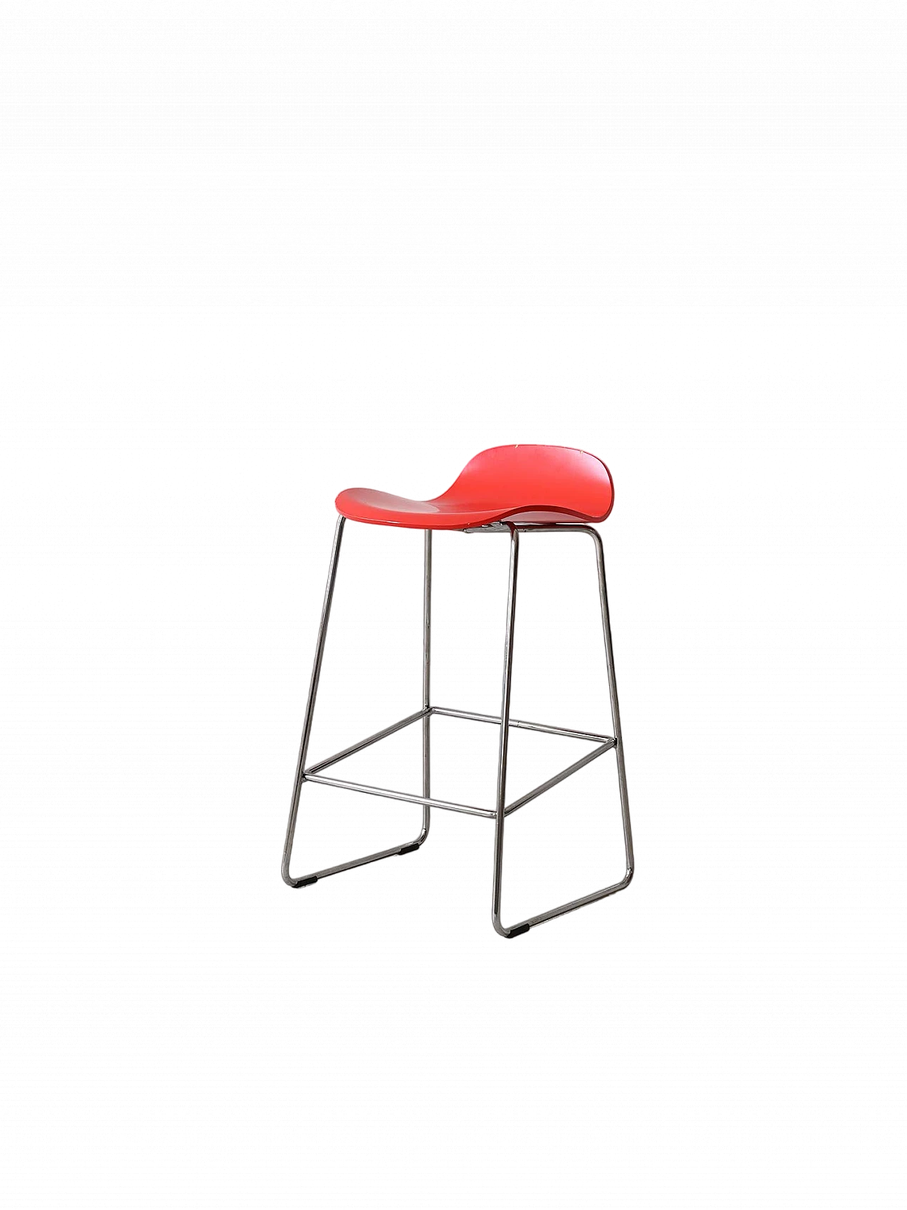 Scandinavian chromed and red enameled metal stool, 1960s 11