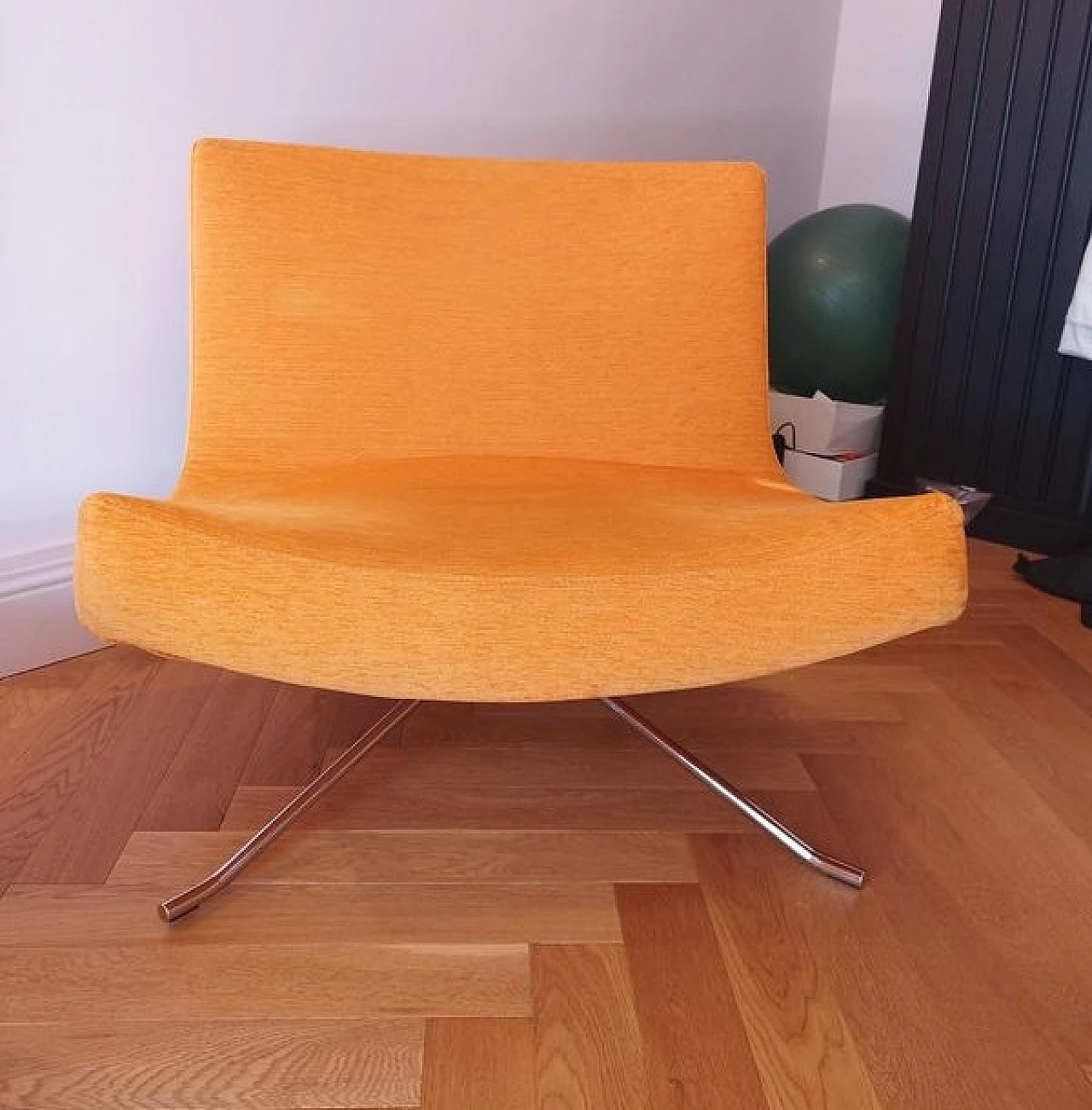 Pair of orange fabric armchairs by C. Werner for Ligne Roset, 2000s 2