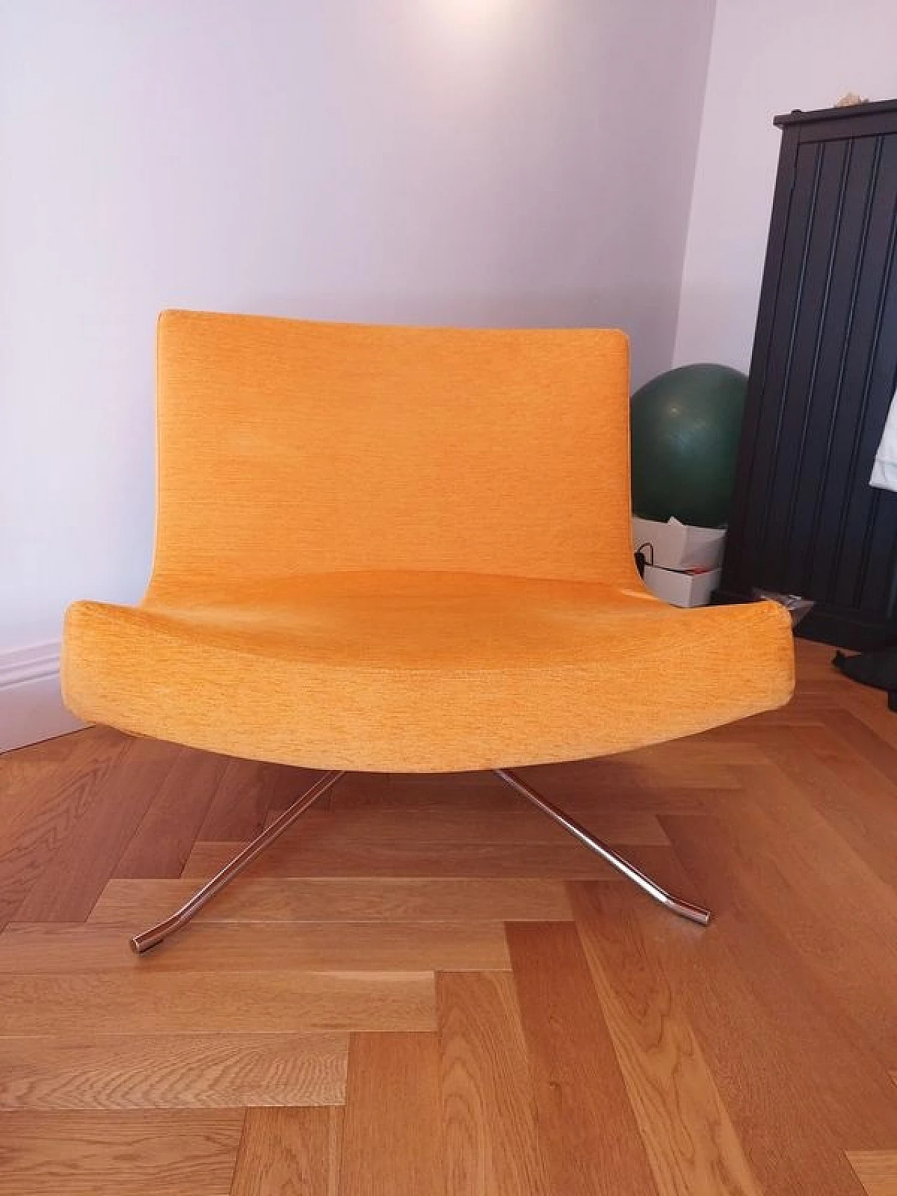 Pair of orange fabric armchairs by C. Werner for Ligne Roset, 2000s 4