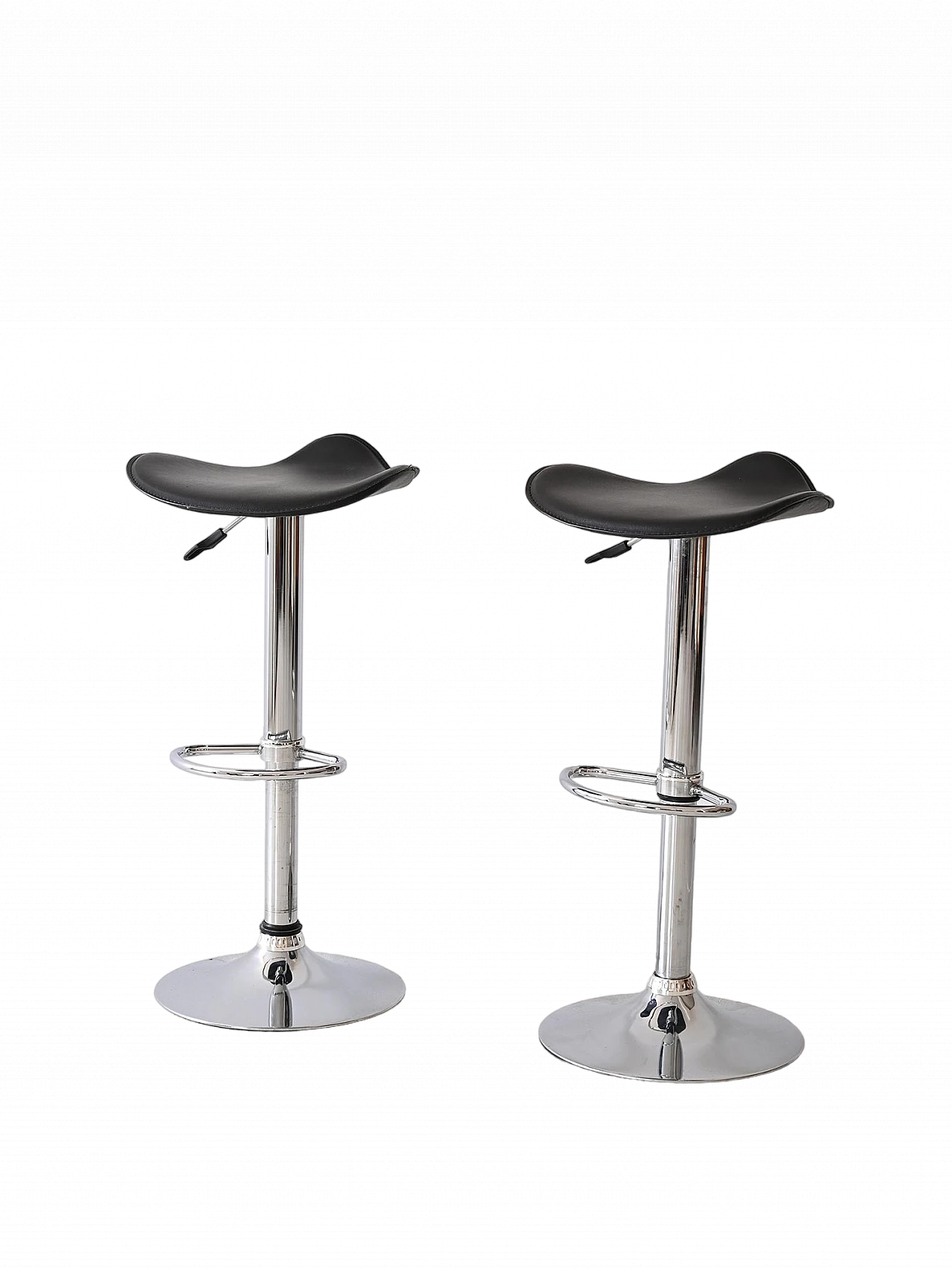 Pair of metal and black leatherette bar stools, 1960s 12