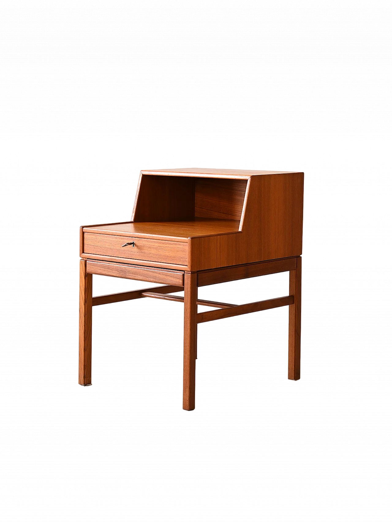 Scandinavian teak bedside table with double shelf and drawer, 1960s 12