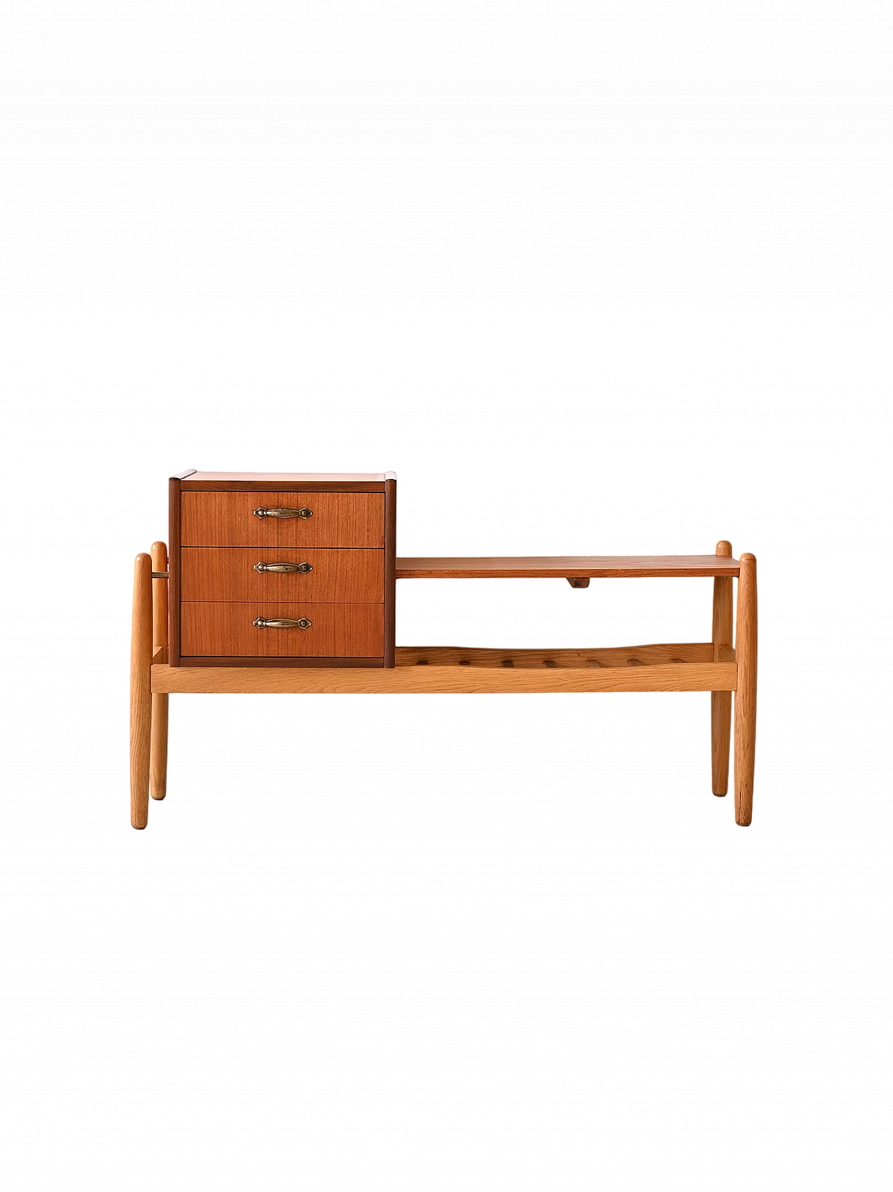 Scandinavian teak wood gossip bench, 1960s 14