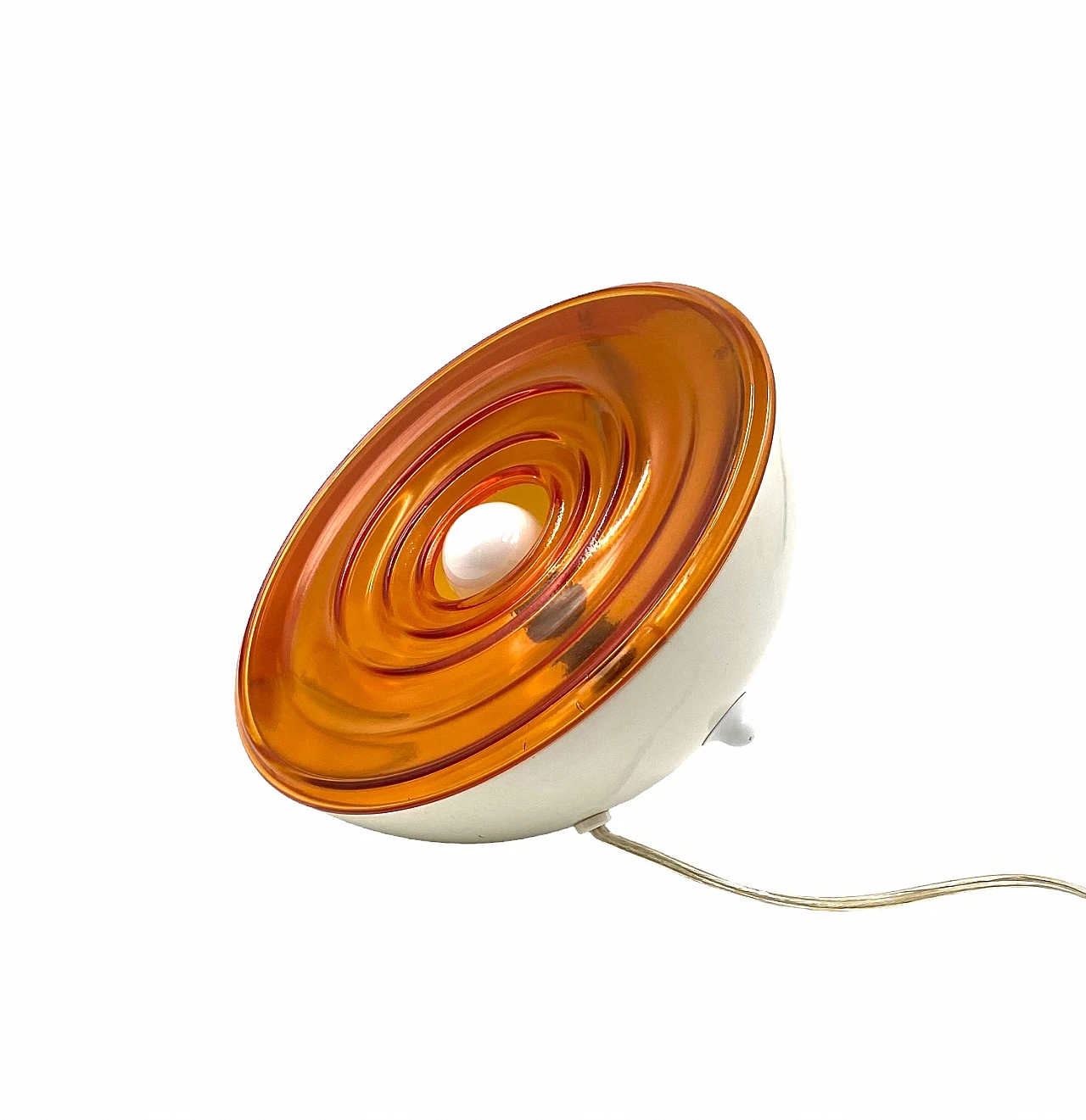 Orange glass & white laquered aluminum table lamp, 1970s 1