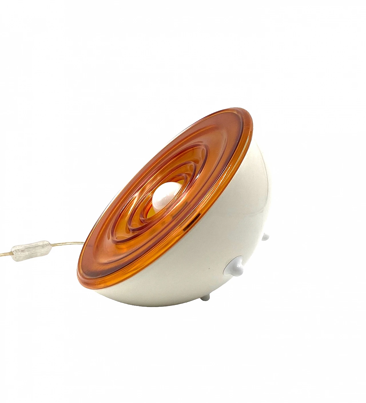 Orange glass & white laquered aluminum table lamp, 1970s 7