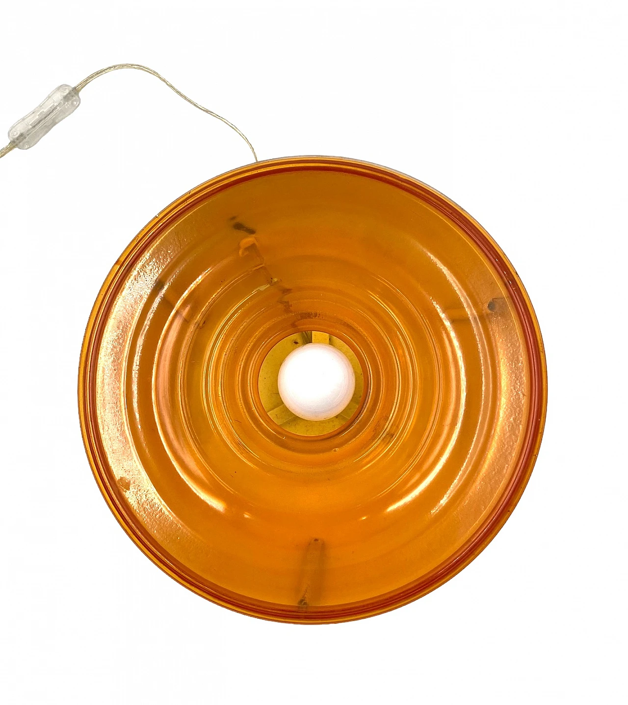 Orange glass & white laquered aluminum table lamp, 1970s 9