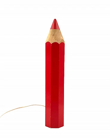 Red pencil shaped table lamp by Pierre Sala for Vilac, 1980s