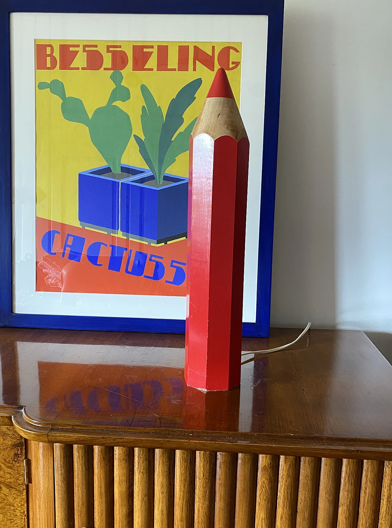 Red pencil shaped table lamp by Pierre Sala for Vilac, 1980s 4