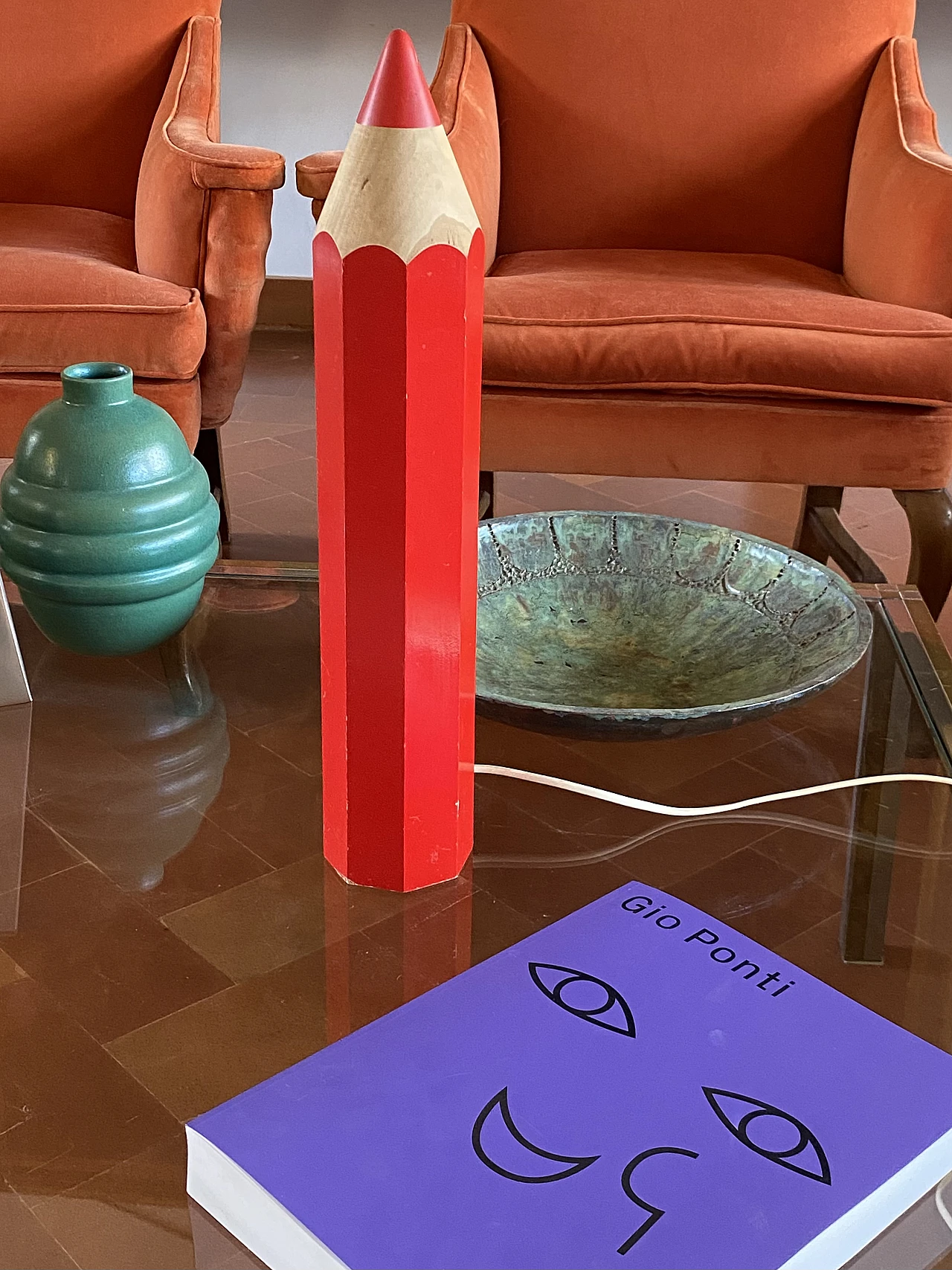 Red pencil shaped table lamp by Pierre Sala for Vilac, 1980s 6