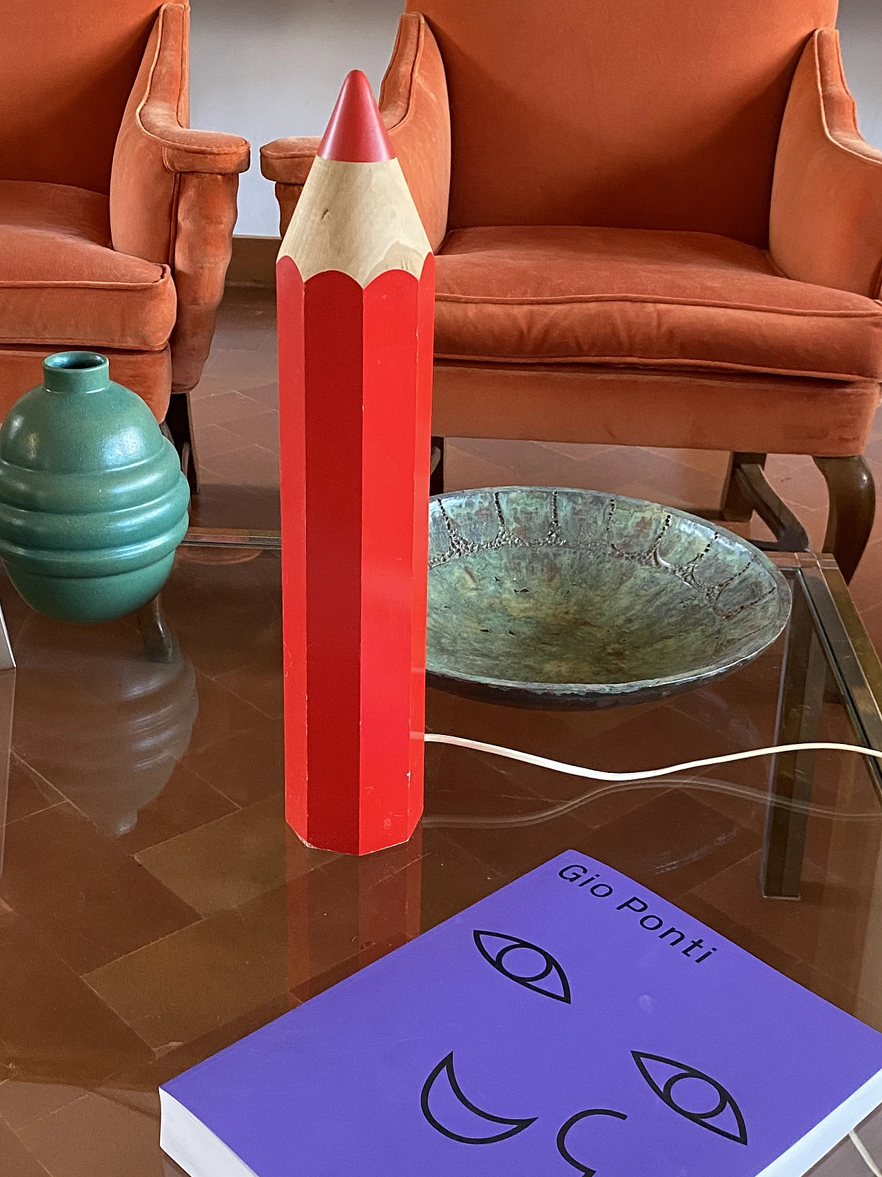 Red pencil shaped table lamp by Pierre Sala for Vilac, 1980s 7