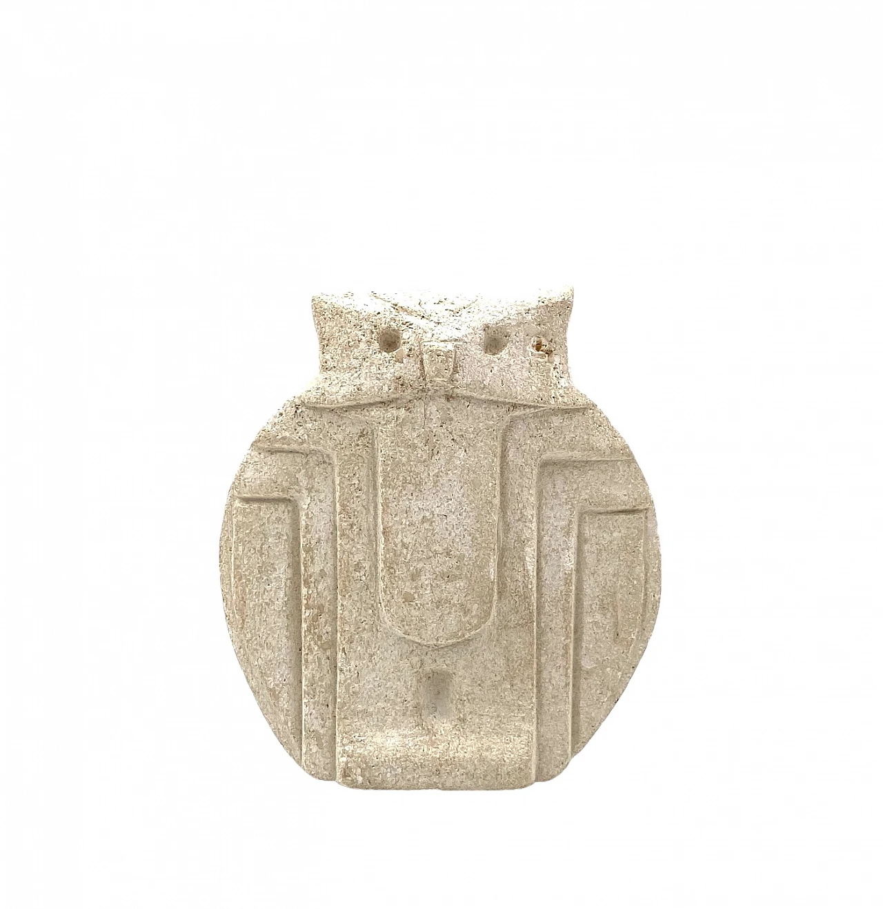 Cubist owl sculpture in white stone, 1960s 1