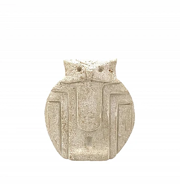Cubist owl sculpture in white stone, 1960s