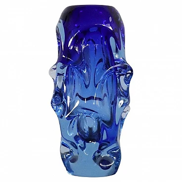 Blue blown glass vase by Börne Augustsson, 1940s