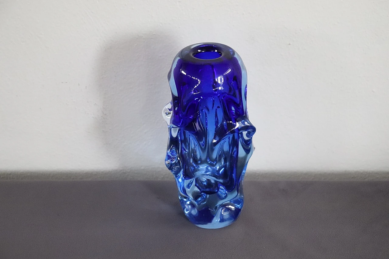 Blue blown glass vase by Börne Augustsson, 1940s 5