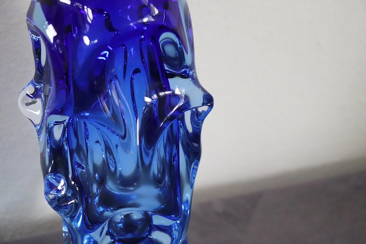 Blue blown glass vase by Börne Augustsson, 1940s 7