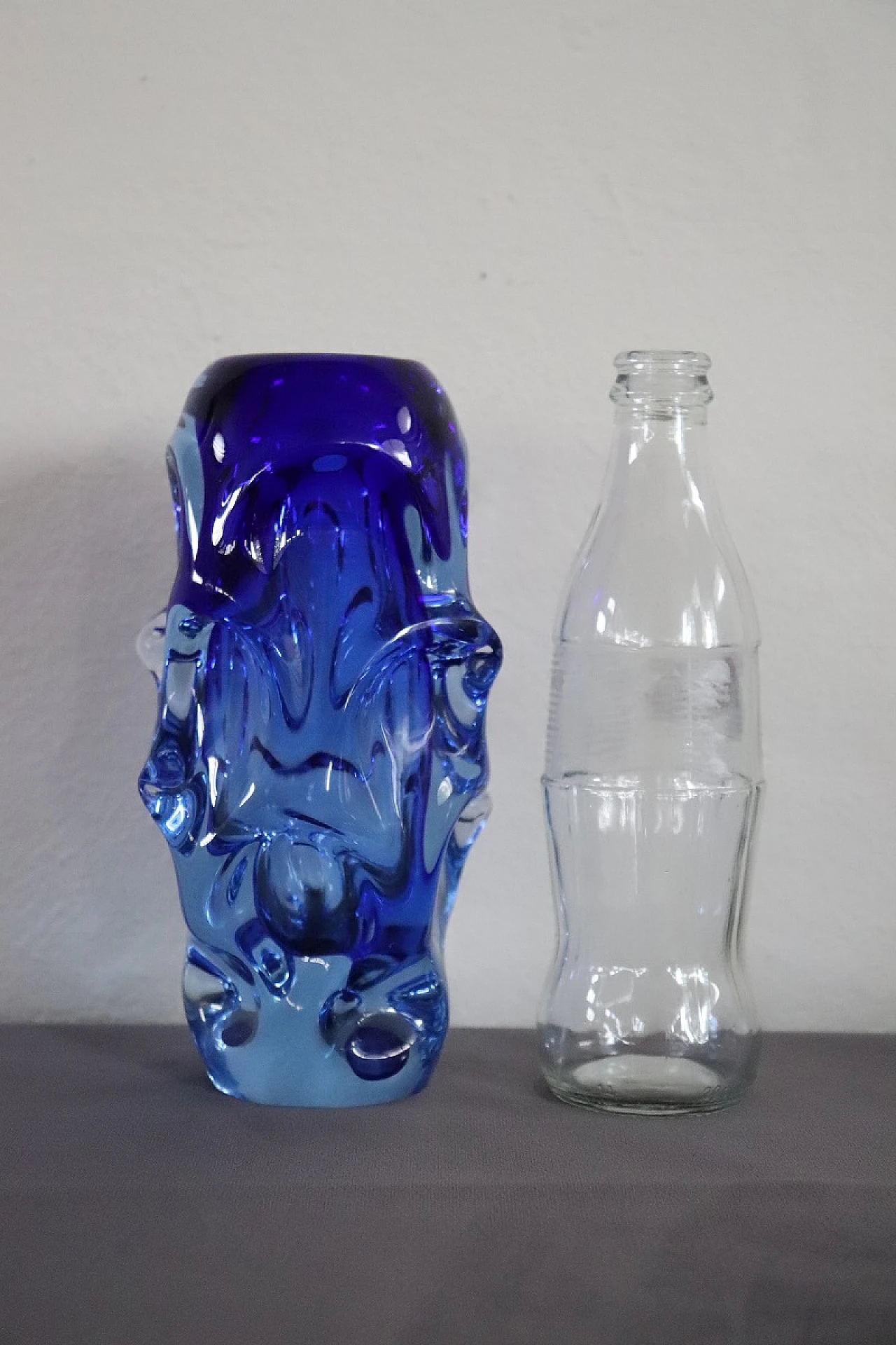 Blue blown glass vase by Börne Augustsson, 1940s 8