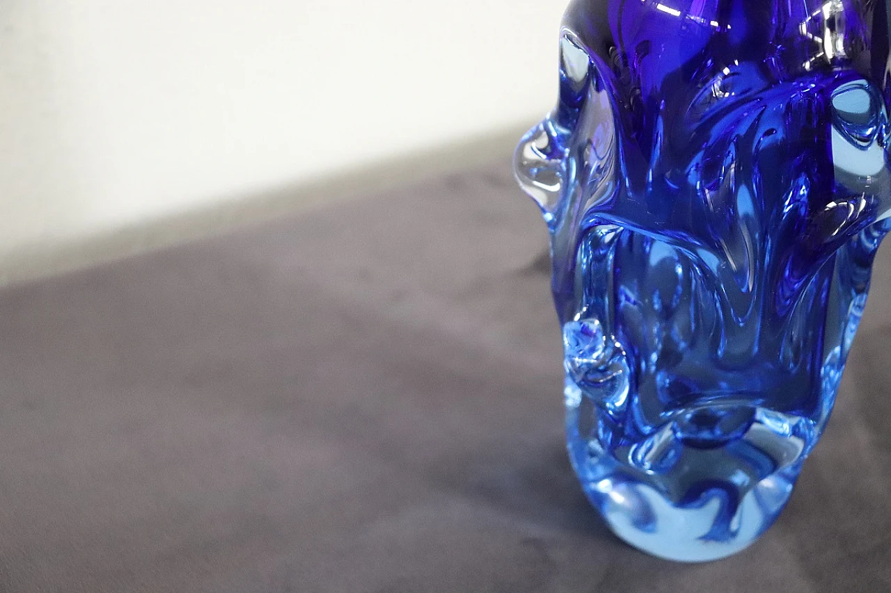 Blue blown glass vase by Börne Augustsson, 1940s 10