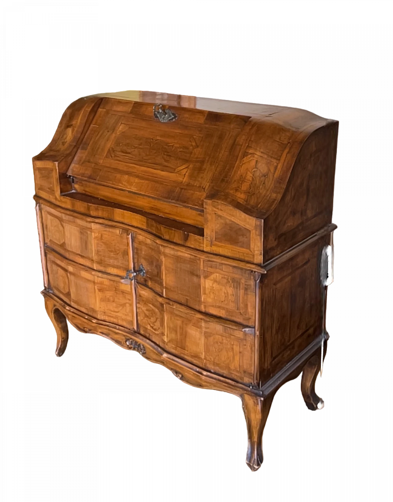 Baroque-style flap desk with drawers in walnut, 19th century 5