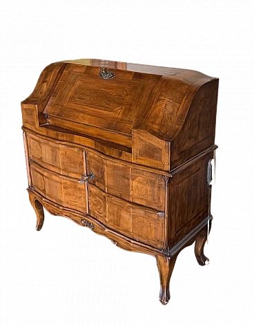 Baroque-style flap desk with drawers in walnut, 19th century