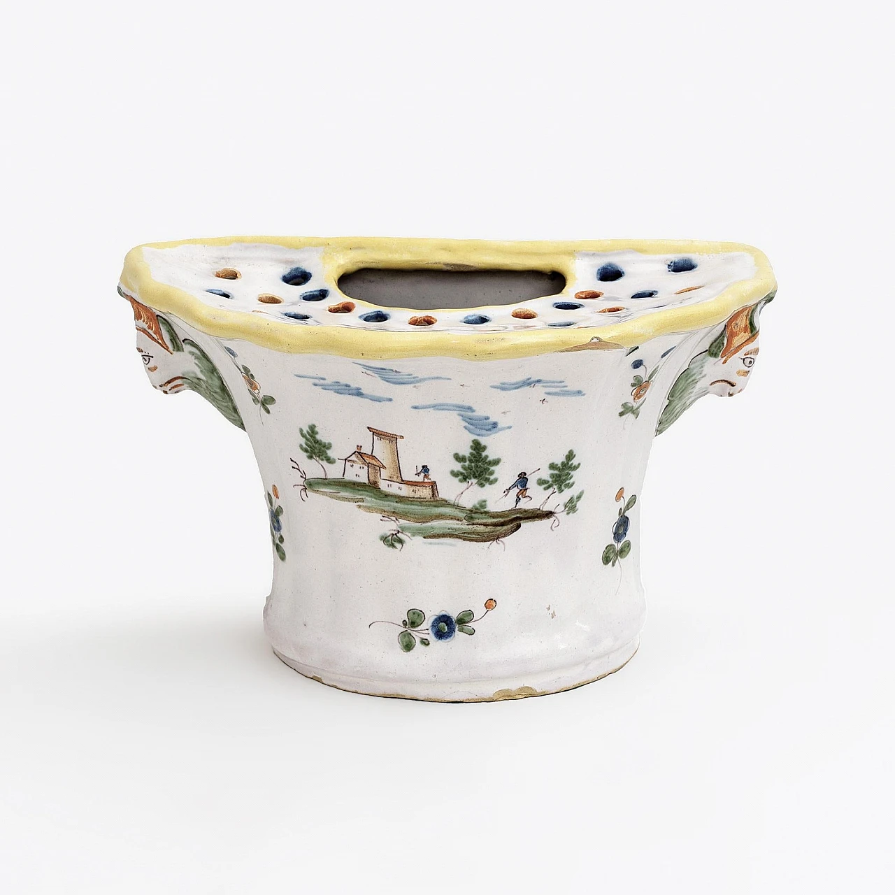 French polychrome majolica planter, 18th century 4