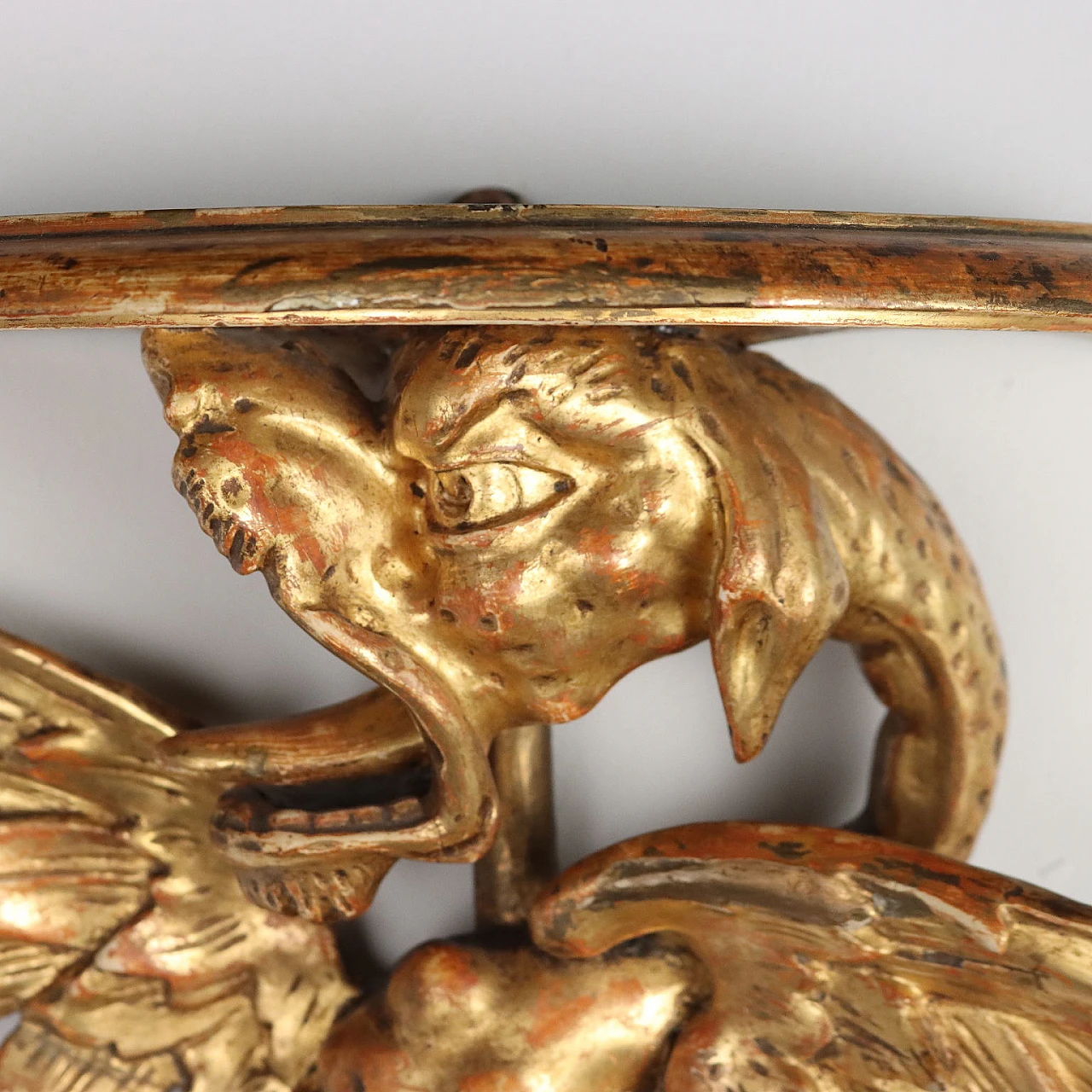 Carved and gilded wooden shelf with dragon figure 4