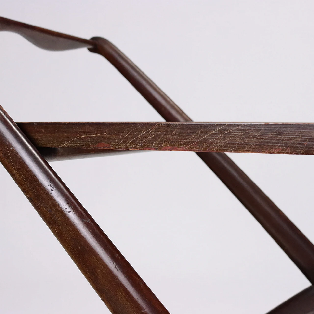 Double-shelf bar cart in stained beech & glass, 1950s 7