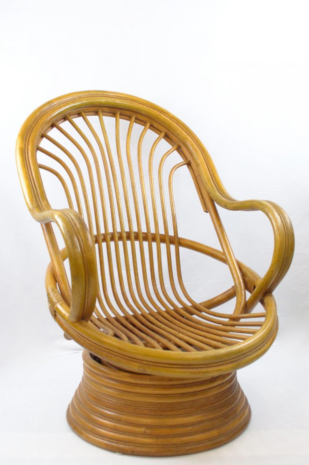 Bamboo swivel rocking chair, 1970s 1