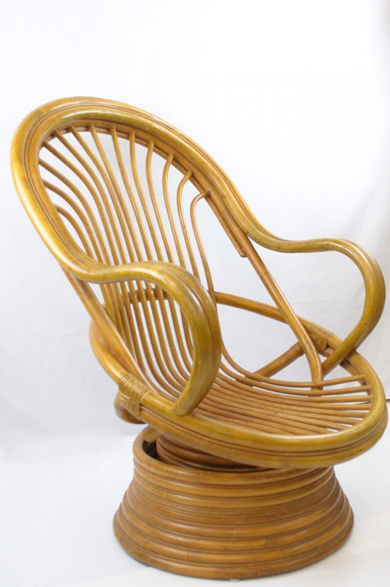 Bamboo swivel rocking chair, 1970s 2