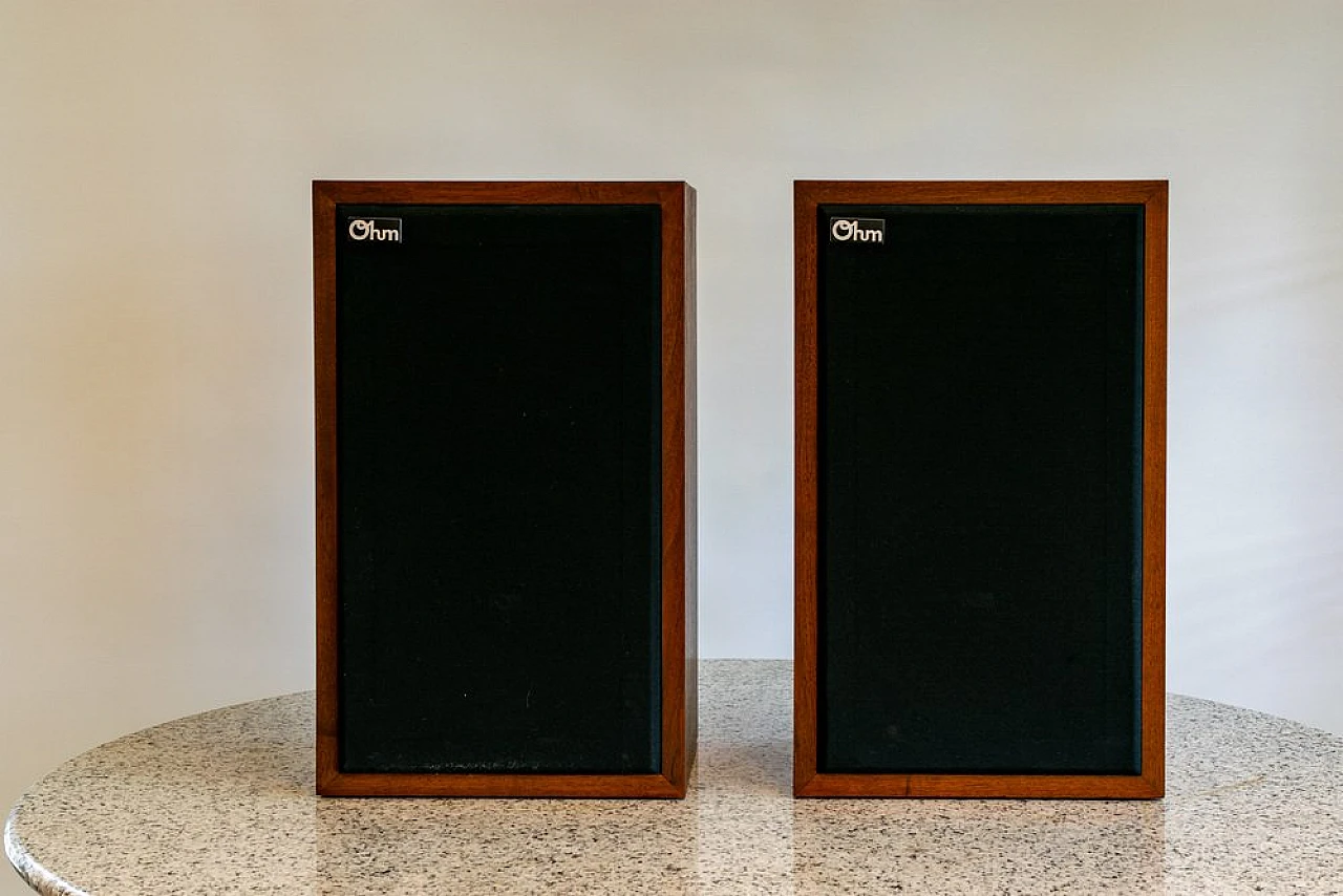 Pair of L speakers with wooden structure by Ohm, 1970s 2