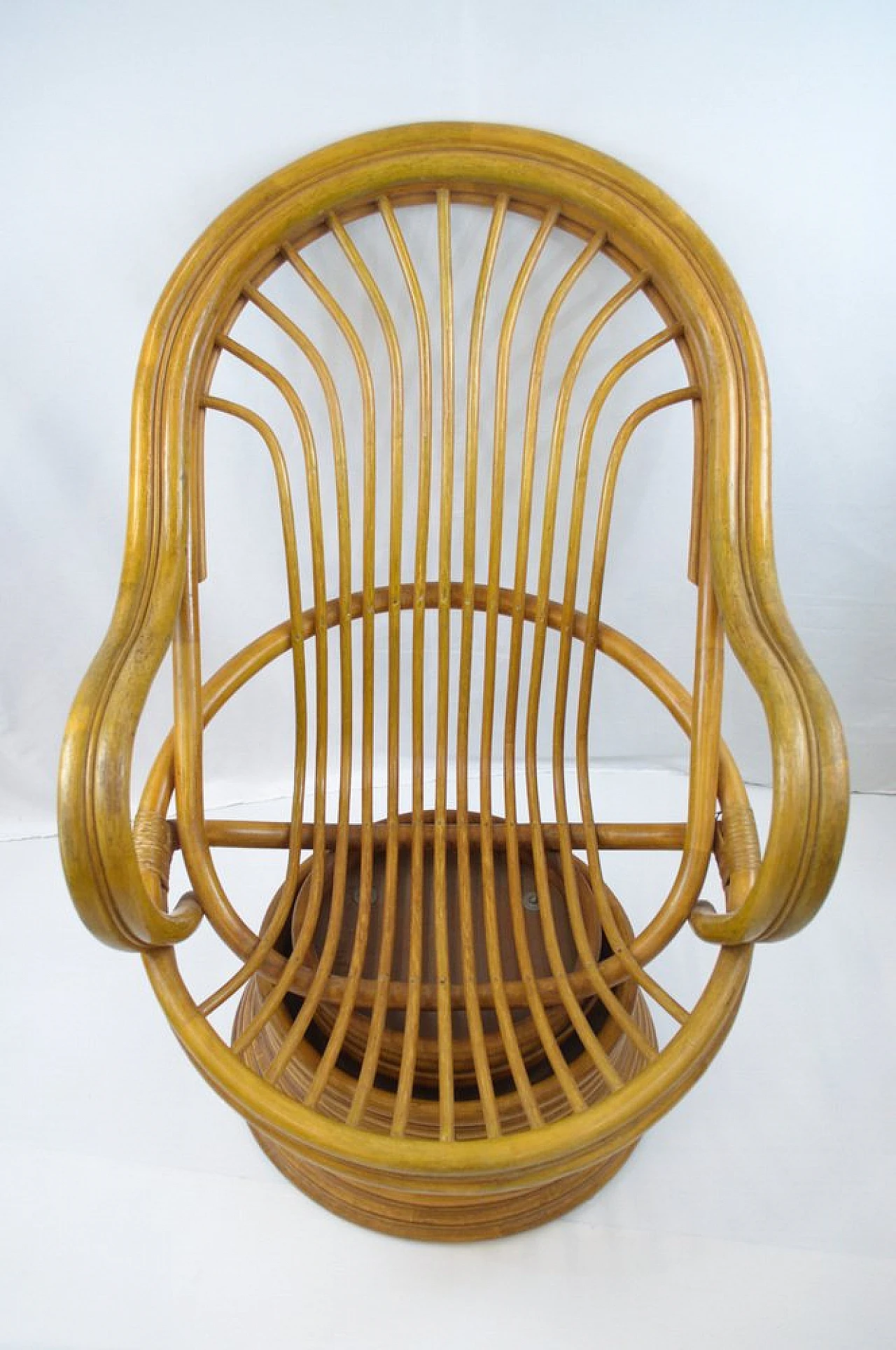 Bamboo swivel rocking chair, 1970s 4