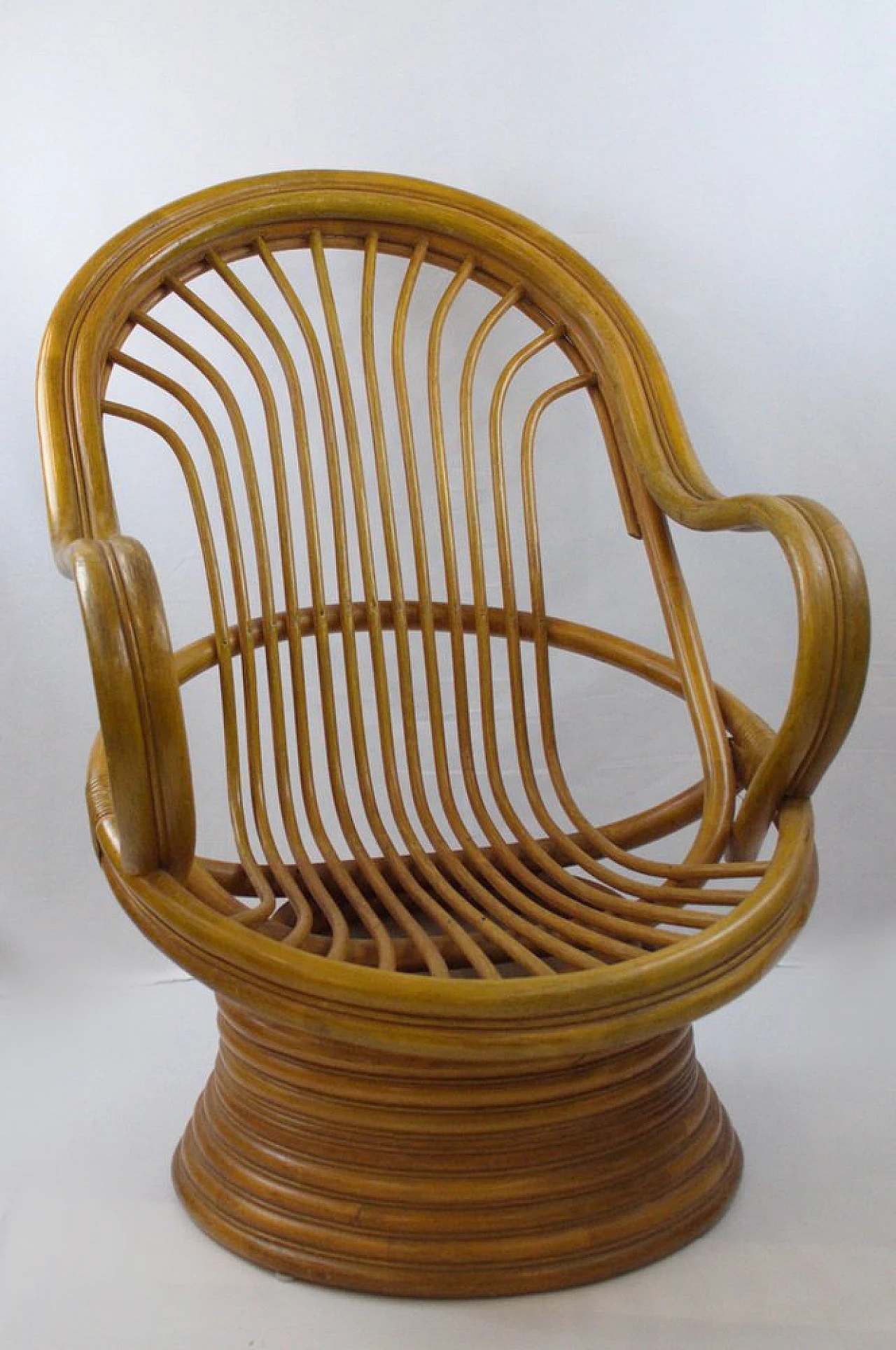 Bamboo swivel rocking chair, 1970s 6