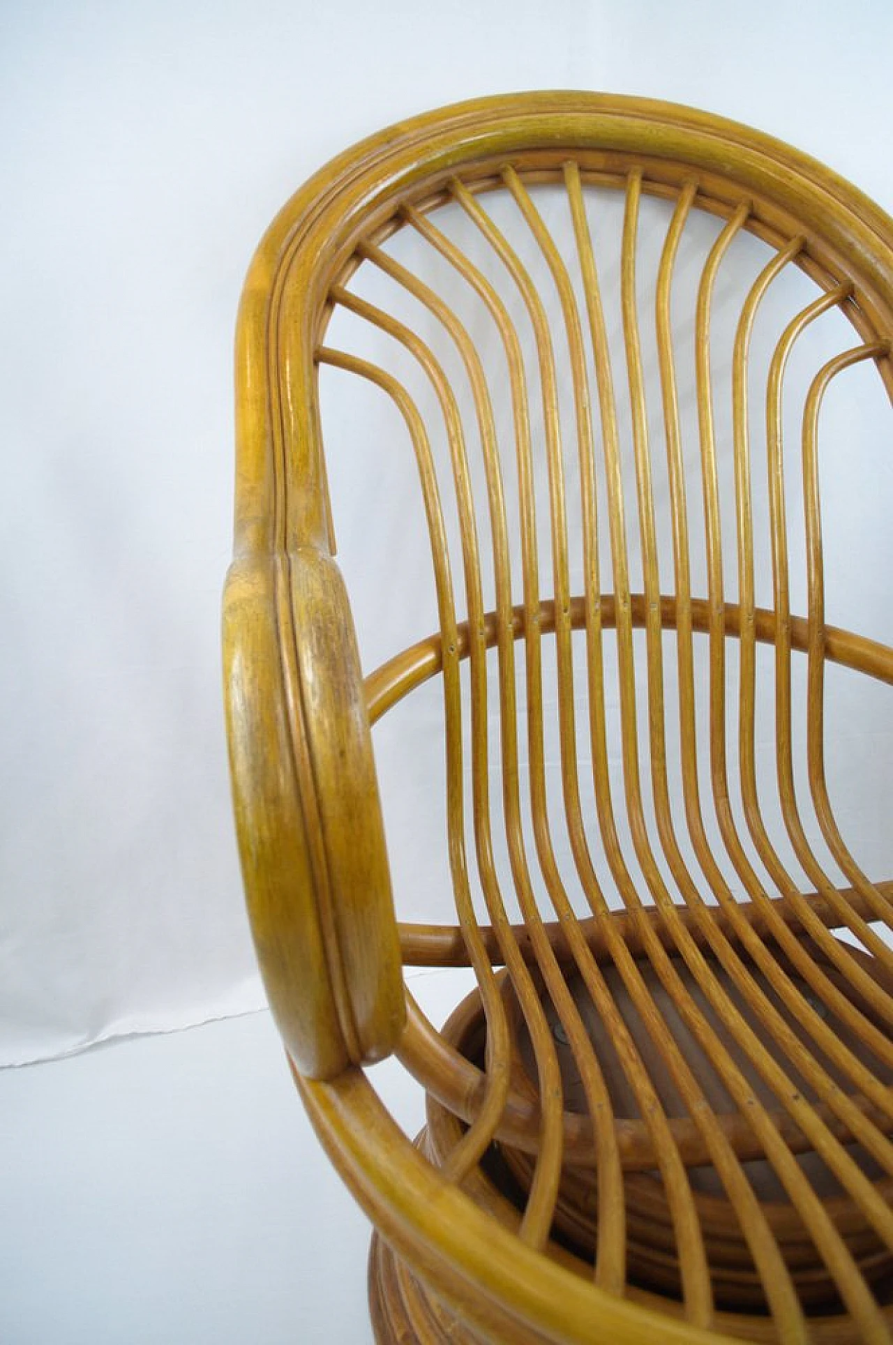 Bamboo swivel rocking chair, 1970s 10