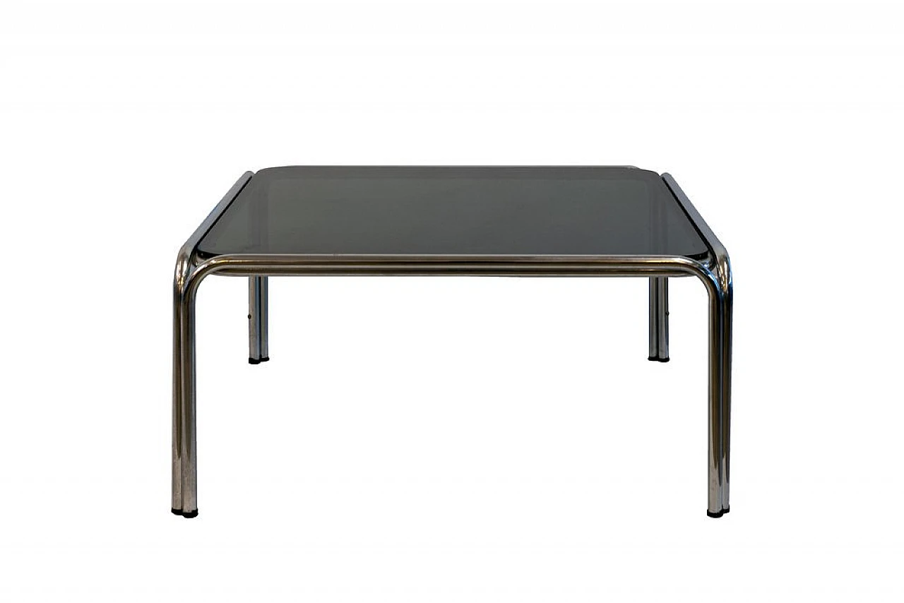 Coffee table with tubular metal structure & smoked glass top, 1960s 1