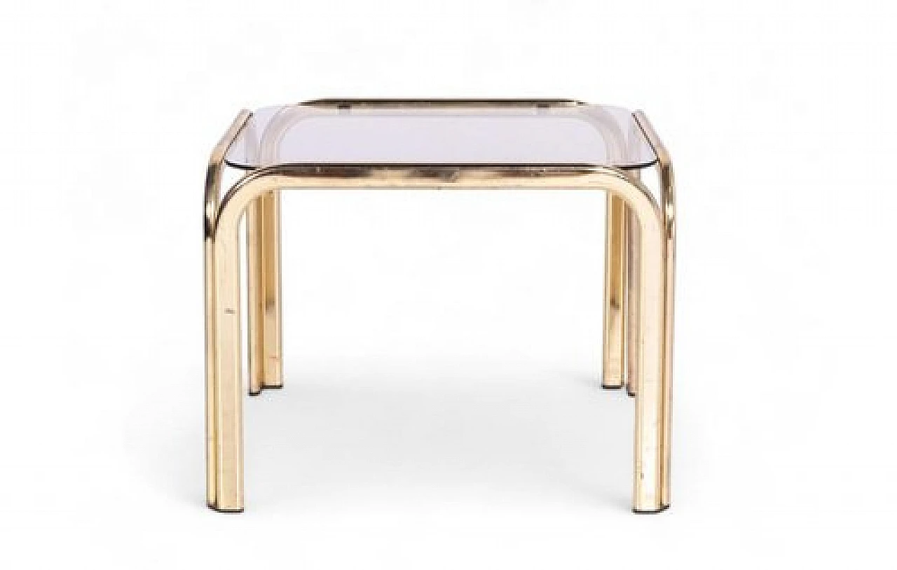 Coffee table with golden metal structure & glass top, 2000s 1