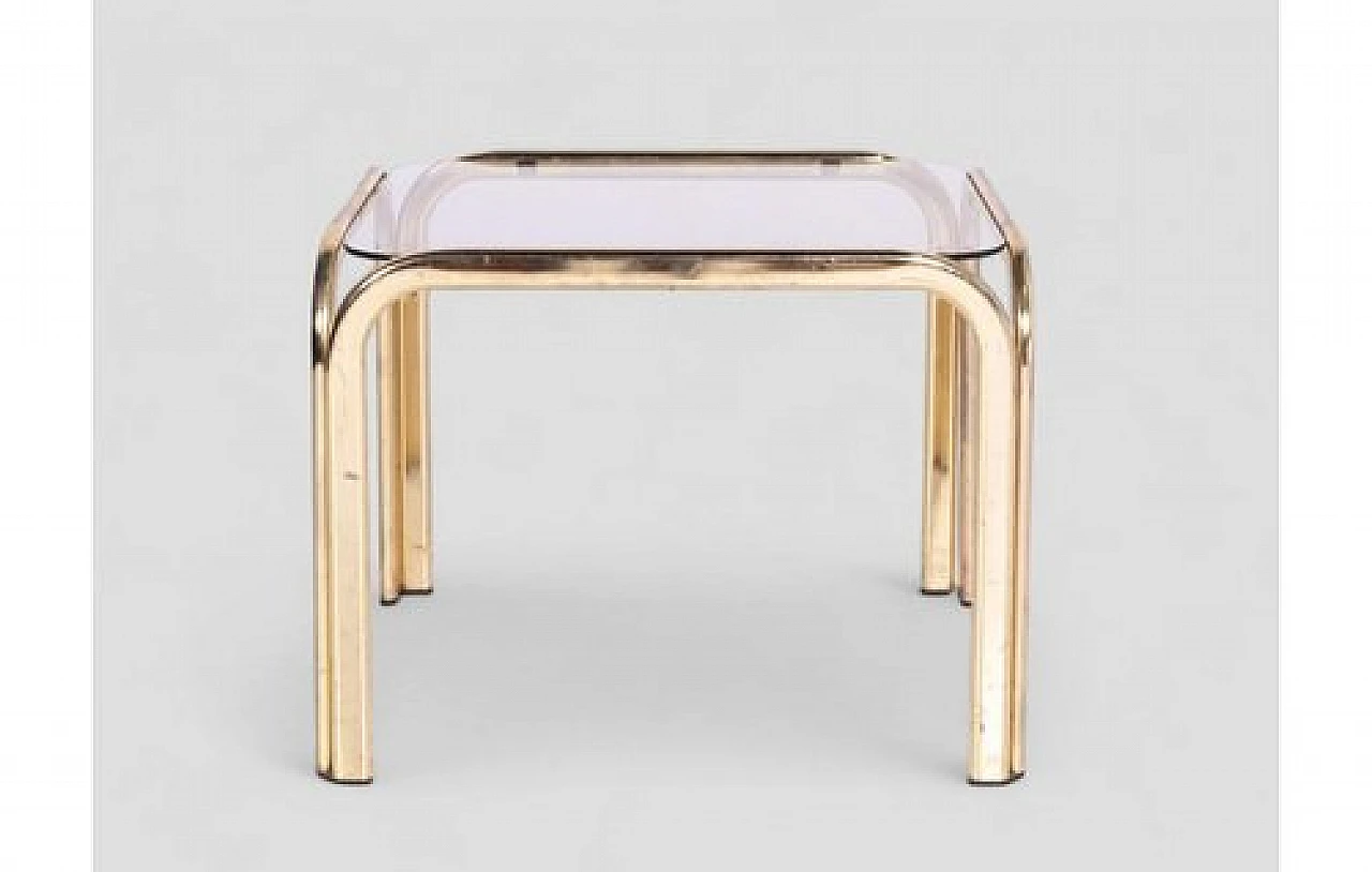 Coffee table with golden metal structure & glass top, 2000s 2