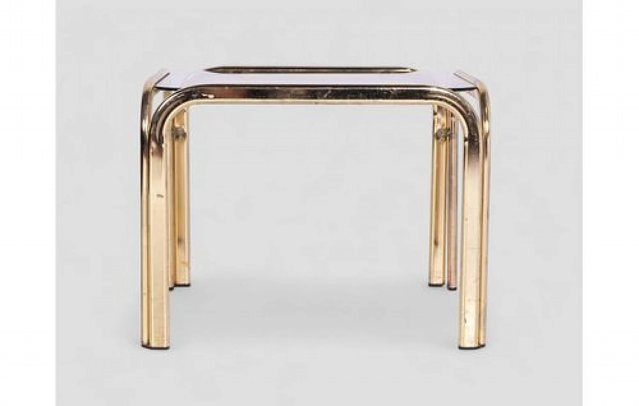 Coffee table with golden metal structure & glass top, 2000s 3