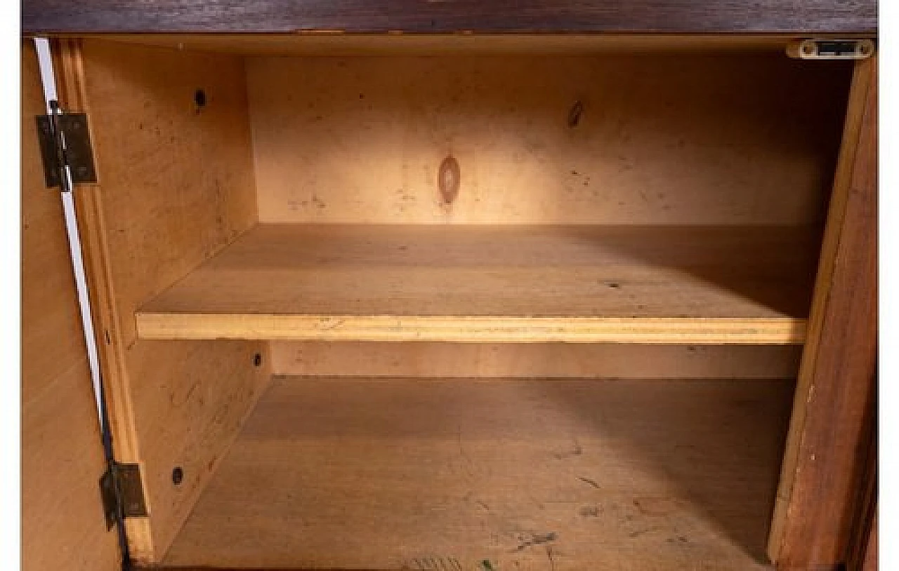 Wooden cabinet with shelf, painted doors & metal legs, 2000s 11