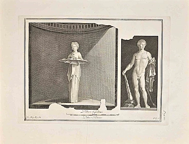 Giovanni Morghen, Ancient Roman Fresco from Herculaneum, Etching  18th century