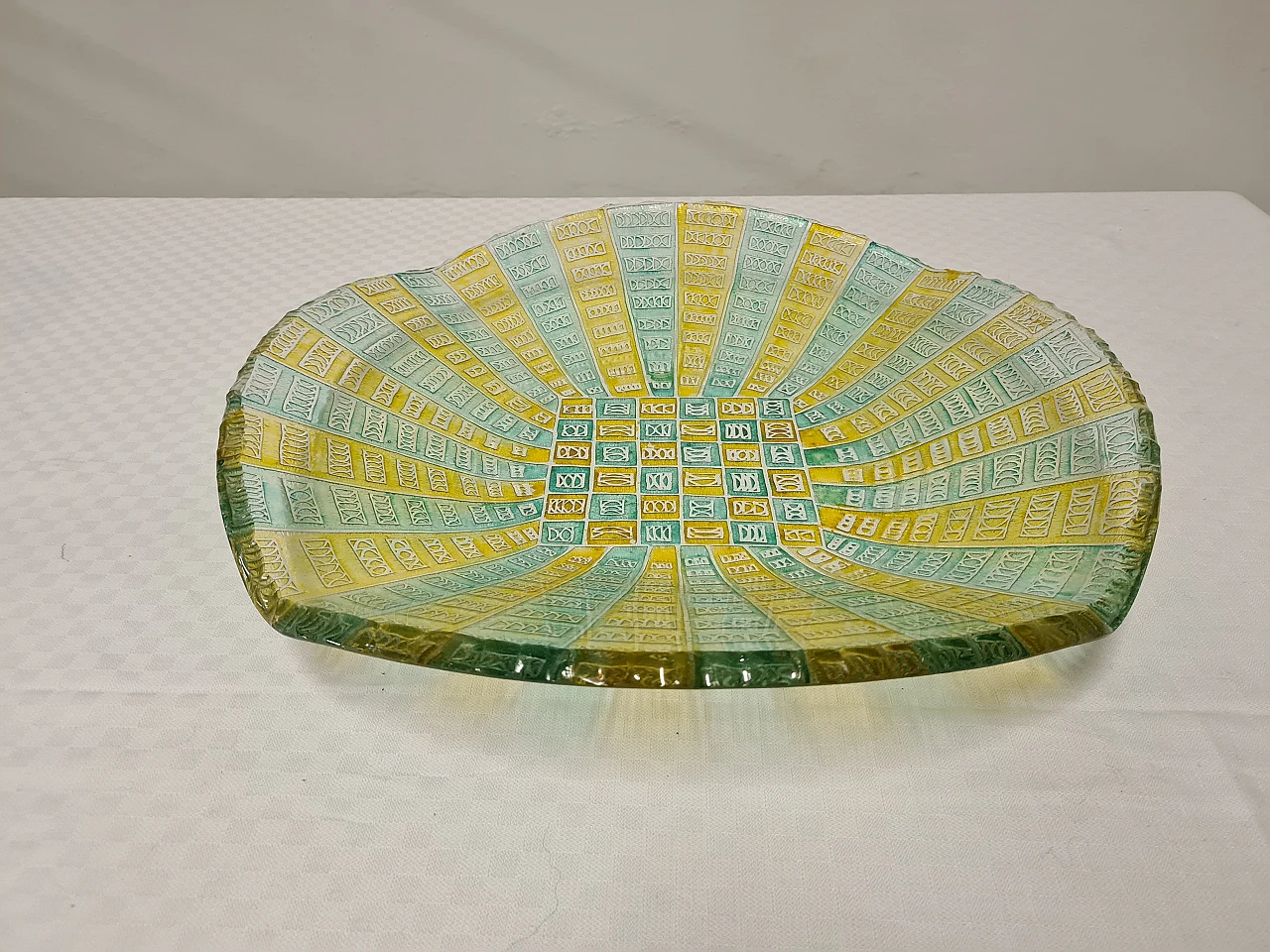 Blue & yellow emptying tray 3031 by Cristal Art, 1960s 1