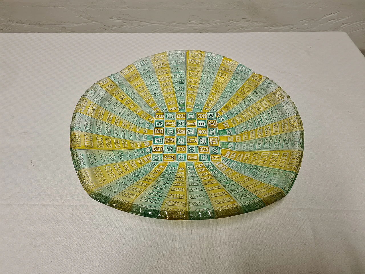 Blue & yellow emptying tray 3031 by Cristal Art, 1960s 4