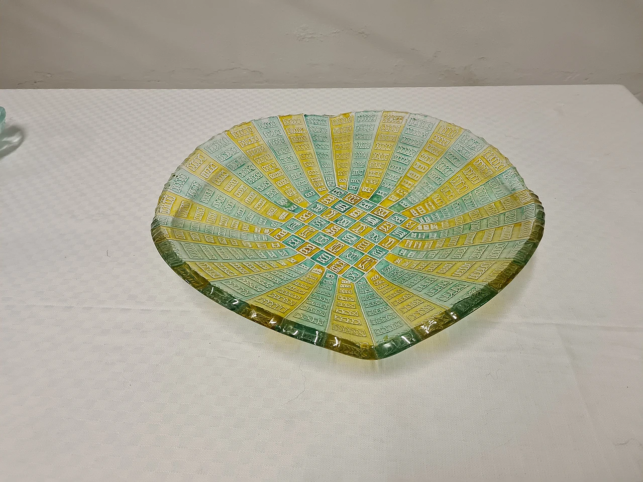 Blue & yellow emptying tray 3031 by Cristal Art, 1960s 6