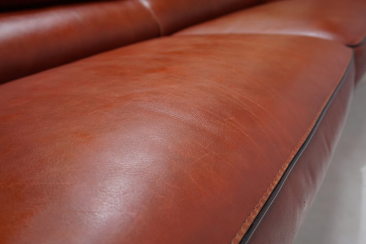 Three-seater cognac-coloured leather sofa, 1990 9