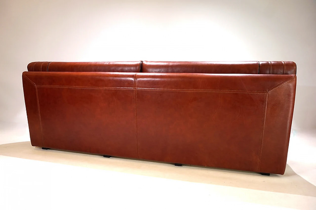 Three-seater cognac-coloured leather sofa, 1990 10