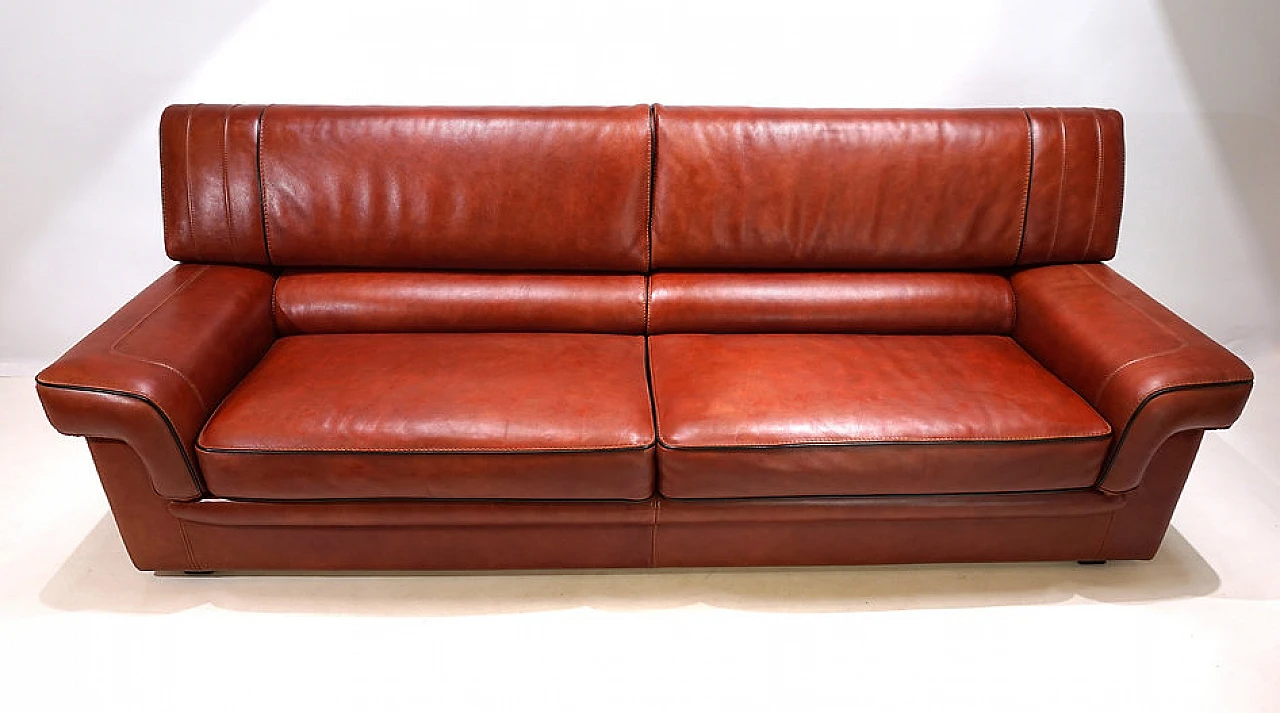 Three-seater cognac-coloured leather sofa, 1990 11