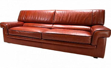 Three-seater cognac-coloured leather sofa, 1990