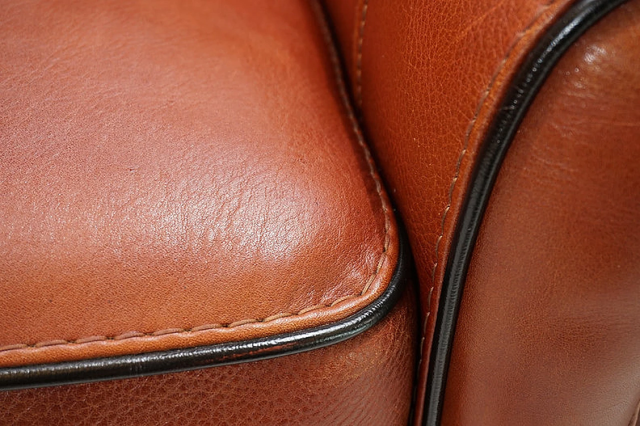 Pair of cognac-coloured leather armchairs, 1990 11