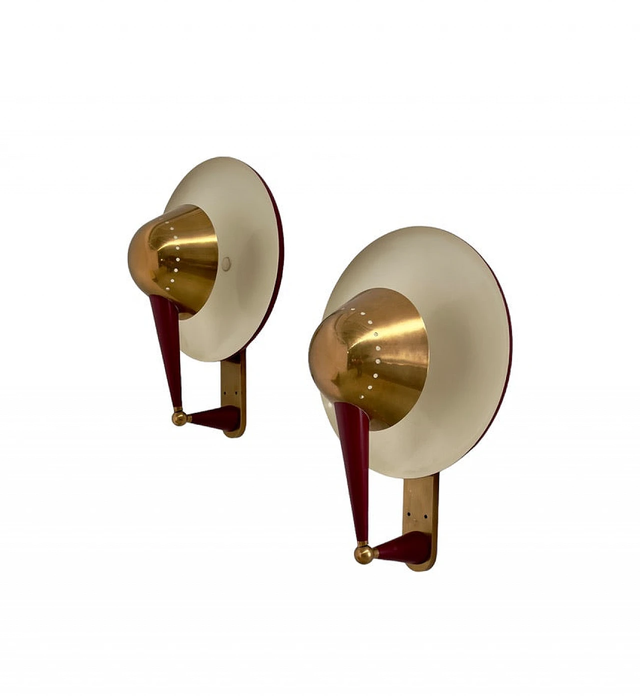 Pair of brass and aluminium wall lights by Stilnovo, 1950s 1