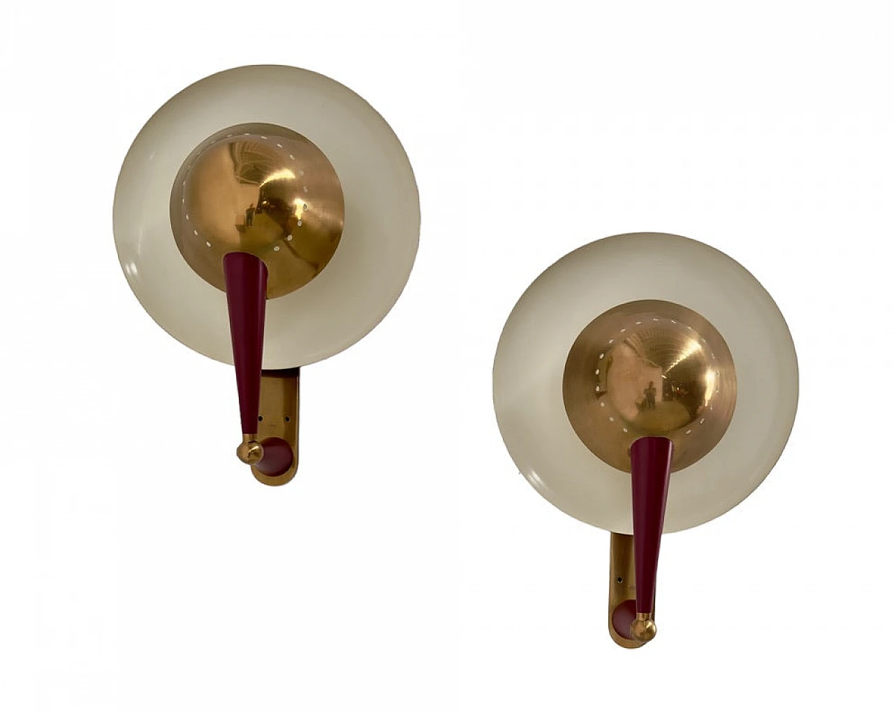 Pair of brass and aluminium wall lights by Stilnovo, 1950s 5