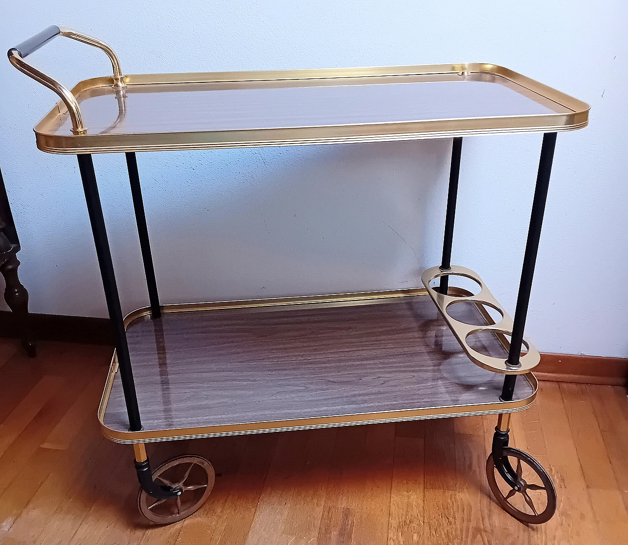 Double top bar cart in formica, brass & bakelite by MB Italia, 1960s 2